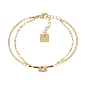 Bracciale multifilo ZAG Bijoux acciaio dorato zircone nudo Regolabile 15-18 cm