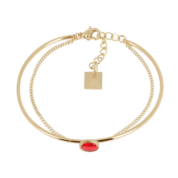 Bracciale multifilo ZAG Bijoux acciaio dorato zircone rosso Regolabile 15-18 cm