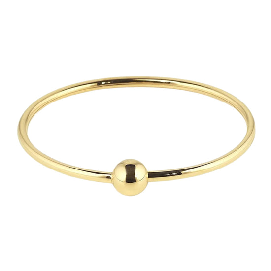Bracciale rigido ZAG Bijoux in acciaio dorato sfera centrale diametro 6,3 cm