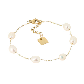 Bracciale catena ZAG Bijoux in acciaio dorato con perle Regolabile 15-18 cm