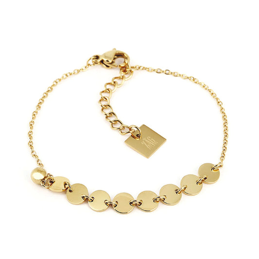 Bracciale donna ZAG Bijoux in acciaio dorato con medaglie Regolabile 17-18,5 cm