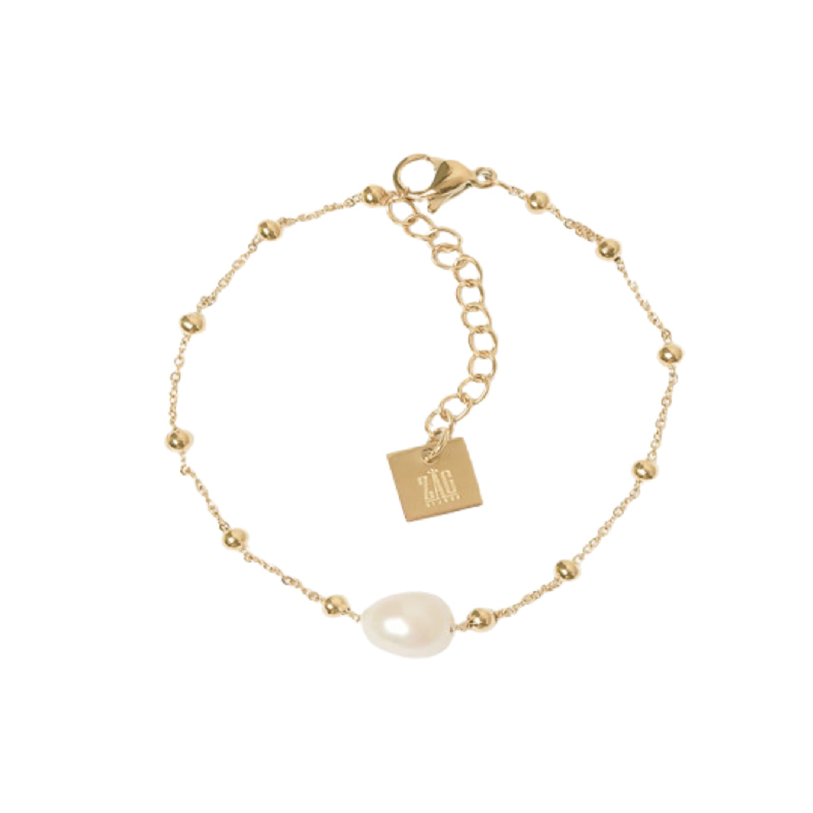 Bracciale ZAG Bijoux Izia in acciaio dorato con perla ovale Regolabile 15-18 cm