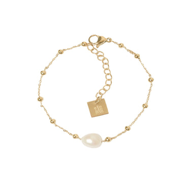 Bracciale ZAG Bijoux Izia in acciaio dorato con perla ovale Regolabile 15-18 cm