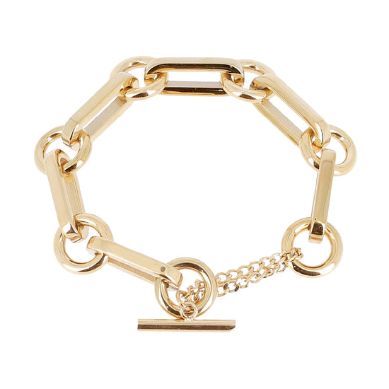 Bracciale catena ZAG Bijoux acciaio oro maglie ovali e cerchi 19 cm