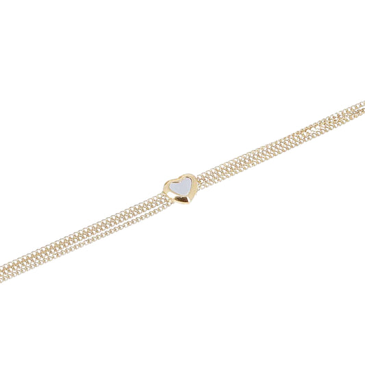 Bracciale multi catena ZAG Bijoux acciaio dorato e cuore Regolabile 16-18 cm