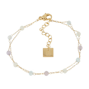 Bracciale multifilo ZAG Bijoux acciaio oro pietre azzurre Regolabile 15-18 cm