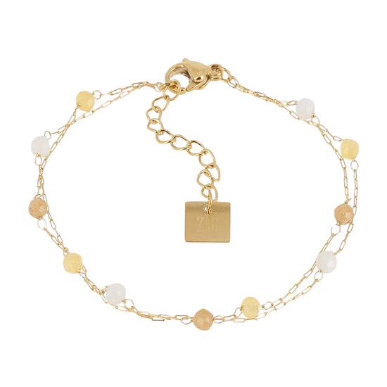 Bracciale multifilo ZAG Bijoux acciaio oro pietre gialle Regolabile 15-18 cm