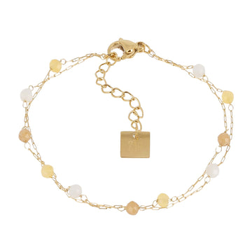 Bracciale multifilo ZAG Bijoux acciaio oro pietre gialle Regolabile 15-18 cm