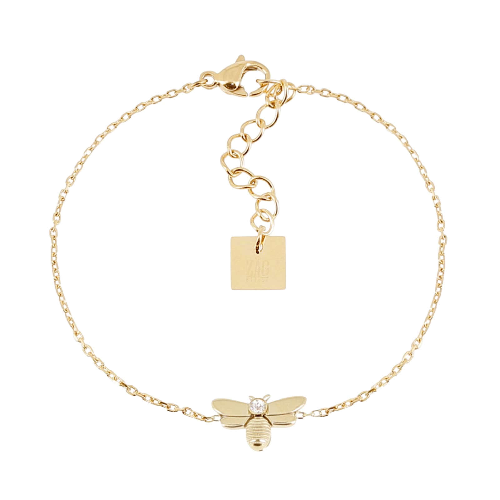 Bracciale da donna ZAG Bijoux in acciaio dorato con ape Regolabile 17-18,5 cm