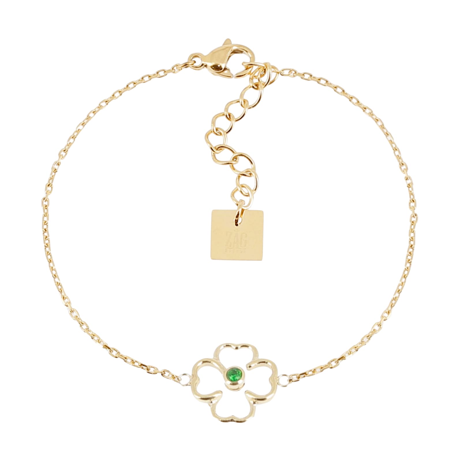 Bracciale donna ZAG Bijoux in acciaio dorato quadrifoglio Regolabile 17-18,5 cm