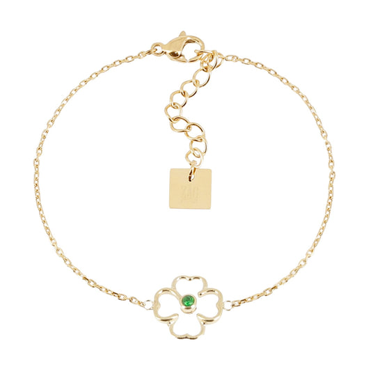 Bracciale donna ZAG Bijoux in acciaio dorato quadrifoglio Regolabile 17-18,5 cm