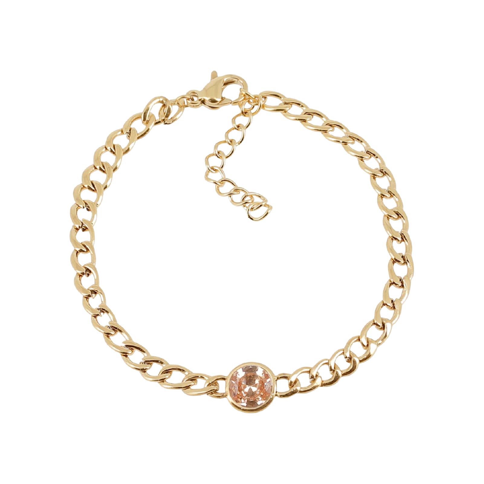 Bracciale catena con zircone nud ZAG Bijoux acciaio dorato Regolabile 15-18 cm