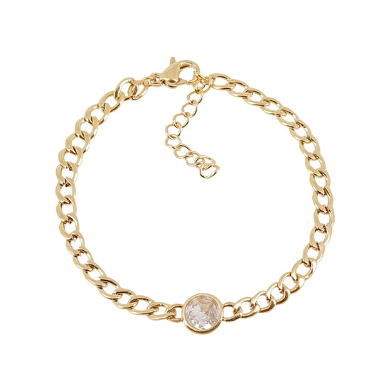 Bracciale catena con zircone bianco ZAG Bijoux acciaio dorato Regolabile 15-18 cm