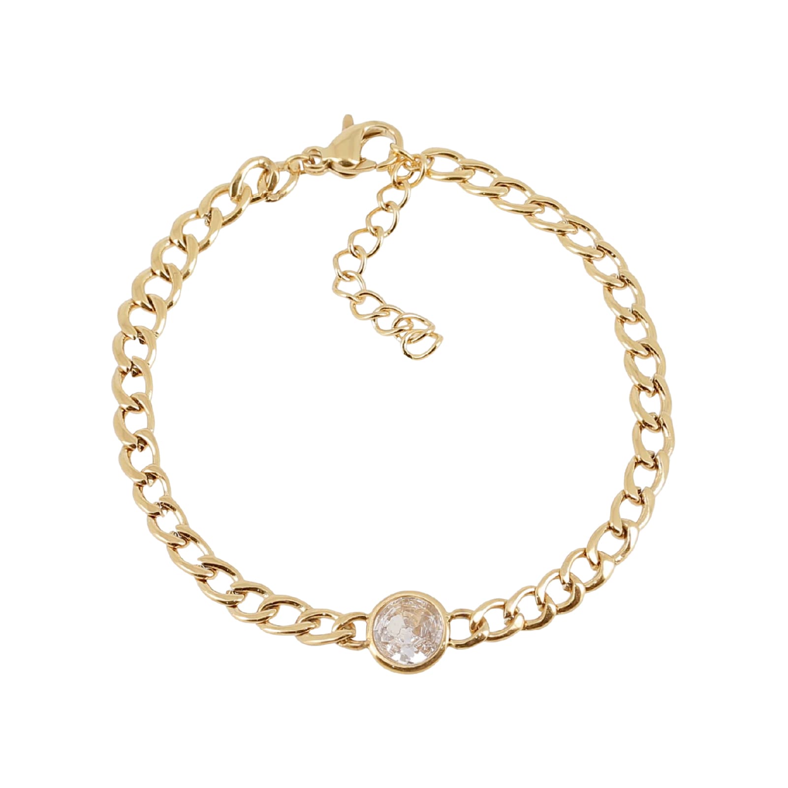 Bracciale catena con zircone bianco ZAG Bijoux acciaio dorato Regolabile 15-18 cm