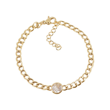 Bracciale catena con zircone bianco ZAG Bijoux acciaio dorato Regolabile 15-18 cm