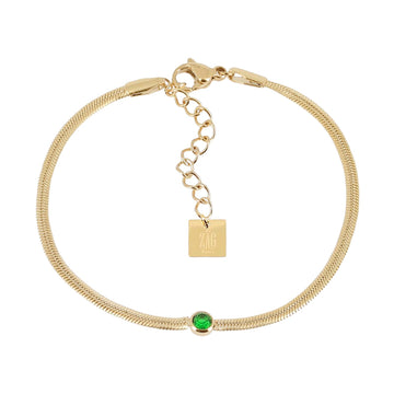 Bracciale catena ZAG Bijoux acciaio dorato zircone verde Regolabile 15-18 cm