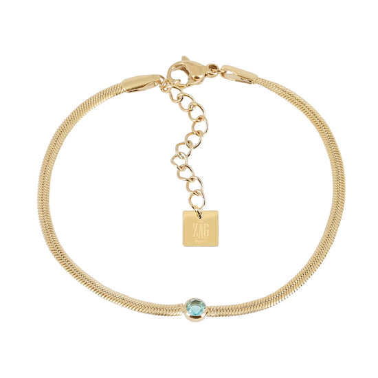 Bracciale catena ZAG Bijoux acciaio dorato zircone blu Regolabile 15-18 cm