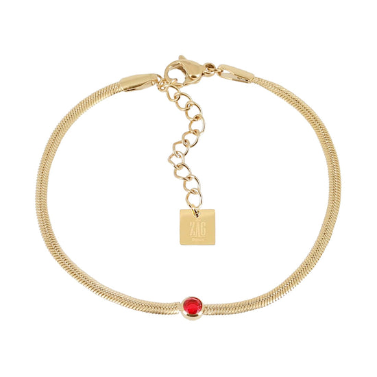 Bracciale catena ZAG Bijoux acciaio dorato con zircone rosso Regolabile 15-18 cm