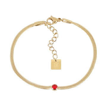 Bracciale catena ZAG Bijoux acciaio dorato con zircone rosso Regolabile 15-18 cm
