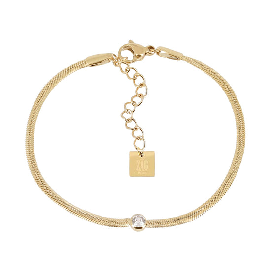 Bracciale catena ZAG Bijoux acciaio dorato zircone bianco Regolabile 15-18 cm