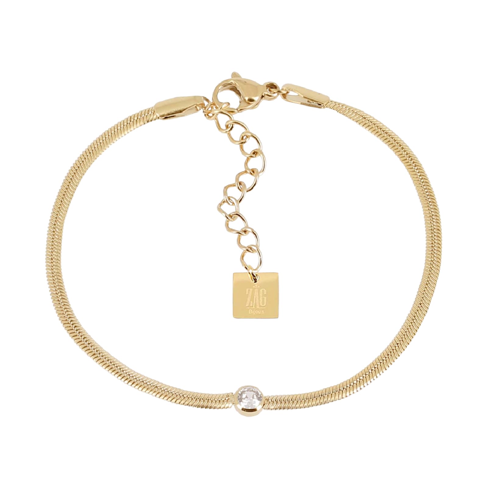 Bracciale catena ZAG Bijoux acciaio dorato zircone bianco Regolabile 15-18 cm
