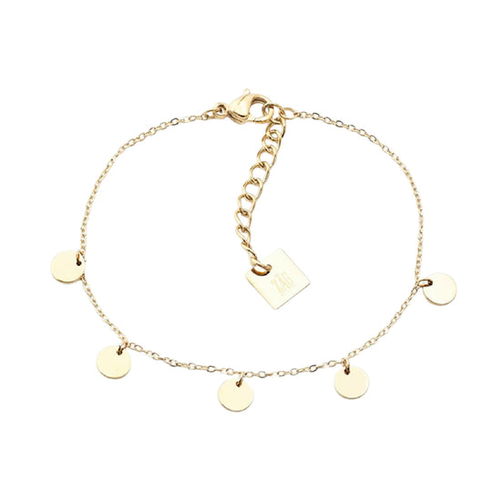 Bracciale ZAG Bijoux in acciaio dorato zirconi e pendente Regolabile 15-18 cm