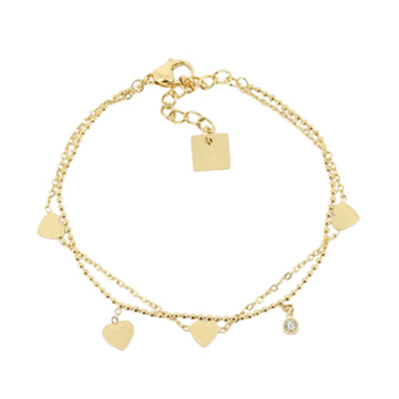 Bracciale da donna ZAG Bijoux in acciaio dorato con cuori Regolabile 15-18 cm