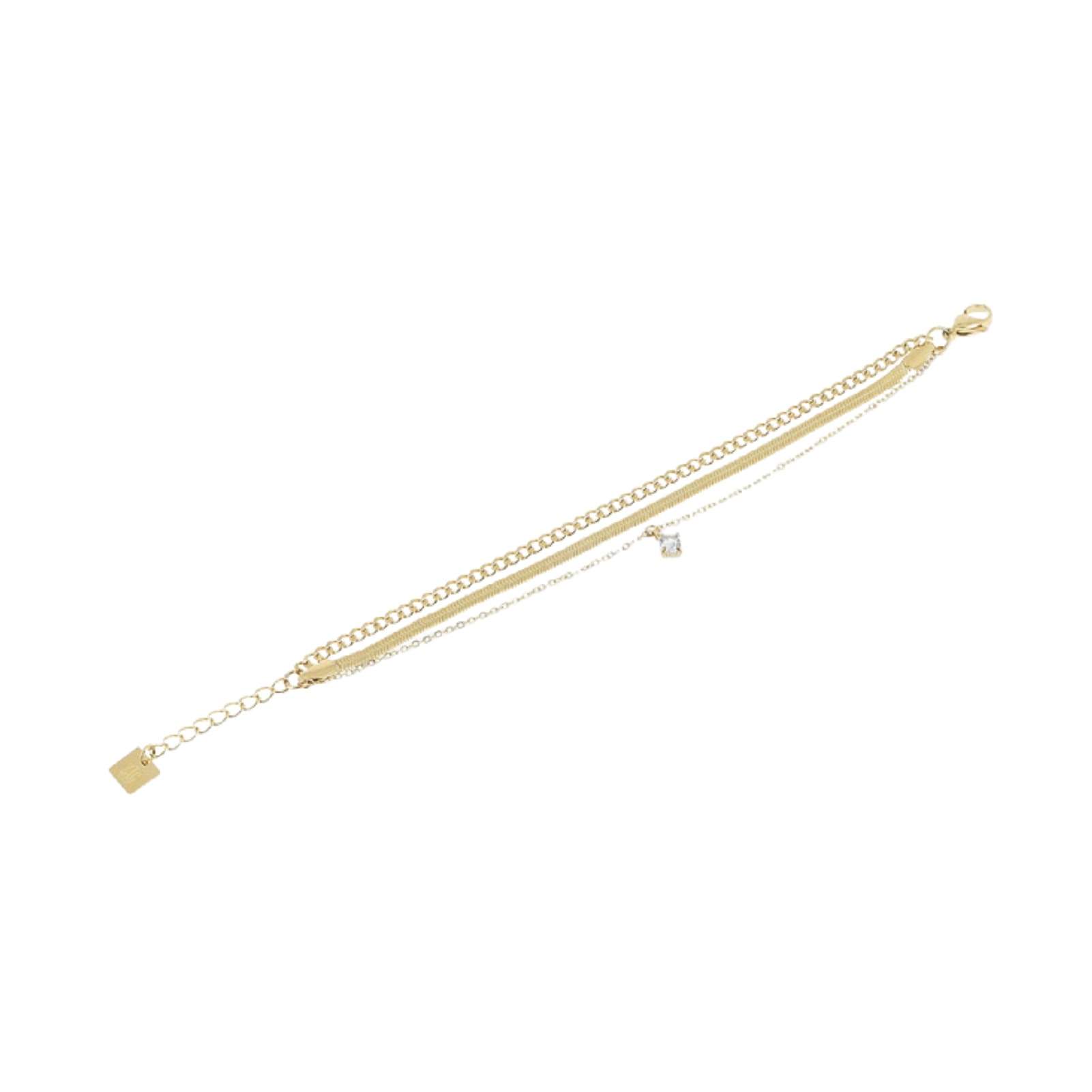 Bracciale multi catena ZAG Bijoux Aube in acciaio dorato Regolabile 15-18 cm