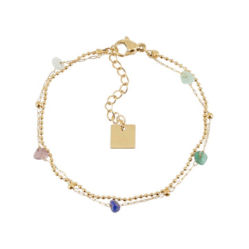 Bracciale multifilo ZAG Bijoux acciaio oro pietre toni blu Regolabile 15-18 cm