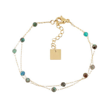 Bracciale multifilo ZAG Bijoux acciaio oro pietre azzurre Regolabile 15-18 cm