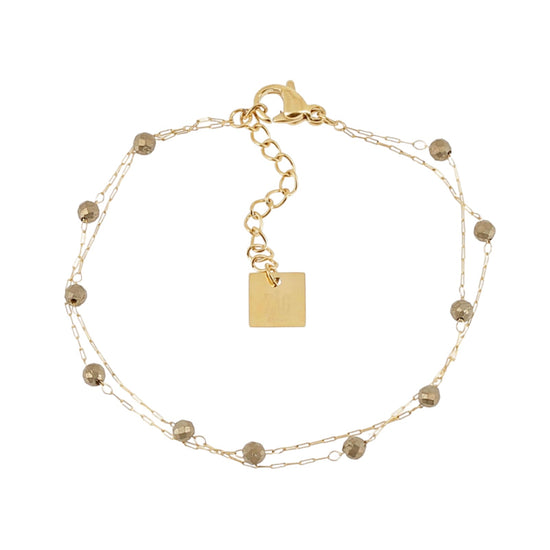 Bracciale multifilo ZAG Bijoux acciaio oro con pietre pirite Regolabile 15-18 cm