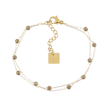 Bracciale multifilo ZAG Bijoux acciaio oro con pietre pirite Regolabile 15-18 cm