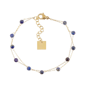 Bracciale multifilo ZAG Bijoux acciaio oro con lapislazzuli Regolabile 15-18 cm