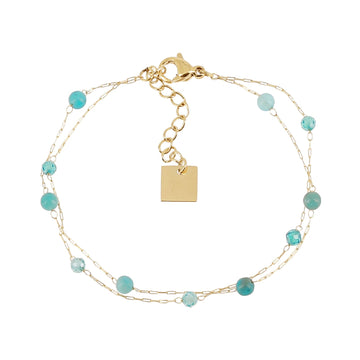 Bracciale multifilo ZAG Bijoux acciaio dorato pietre apatite Regolabile 15-18 cm