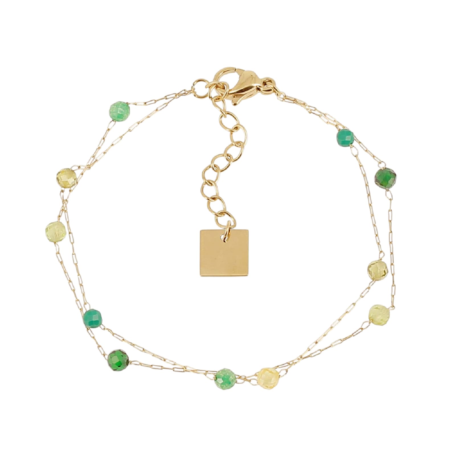 Bracciale multifilo ZAG Bijoux acciaio oro pietre colorate Regolabile 15-18 cm