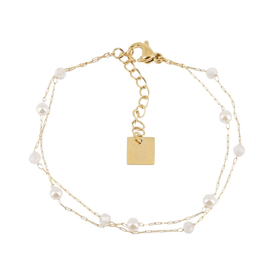 Bracciale multifilo ZAG Bijoux acciaio dorato con perle Regolabile 15-18 cm
