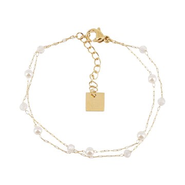Bracciale multifilo ZAG Bijoux acciaio dorato con perle Regolabile 15-18 cm