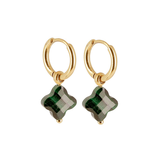 Orecchini donna ZAG Bijoux in acciaio dorato con malachite MISURA UNICA