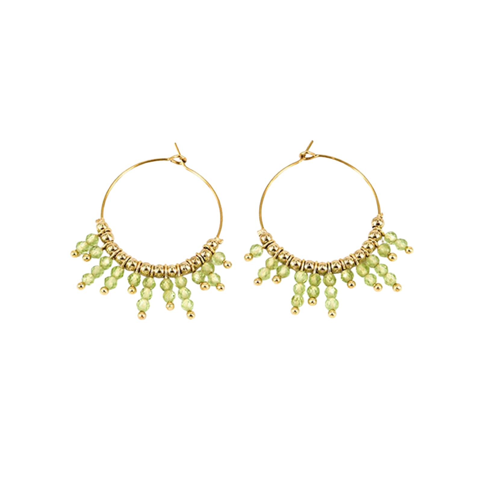Orecchini 22mm ZAG Bijoux in acciaio dorato con peridot MISURA UNICA