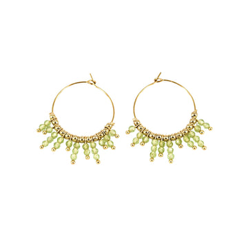 Orecchini 22mm ZAG Bijoux in acciaio dorato con peridot MISURA UNICA