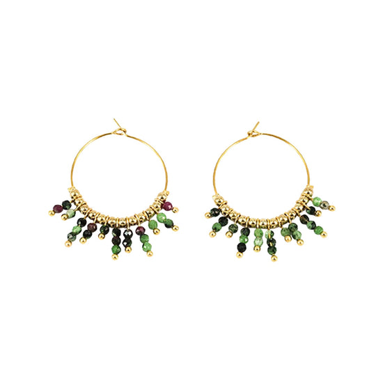 Orecchini a cerchio ZAG Bijoux acciaio dorato con tormalina MISURA UNICA