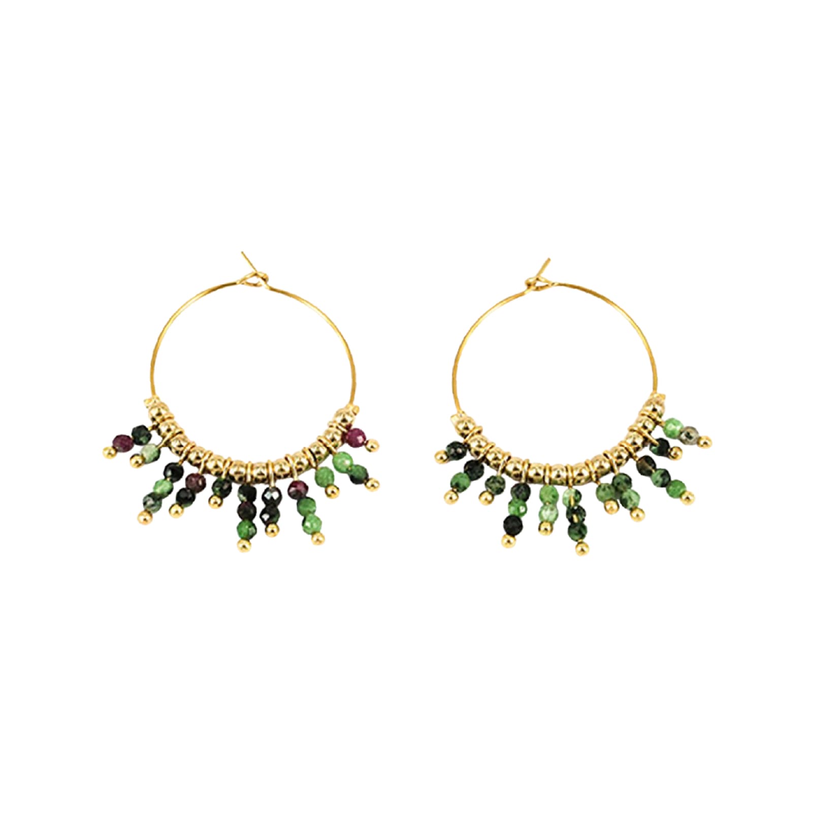 Orecchini a cerchio ZAG Bijoux acciaio dorato con tormalina MISURA UNICA