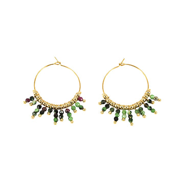 Orecchini a cerchio ZAG Bijoux acciaio dorato con tormalina MISURA UNICA