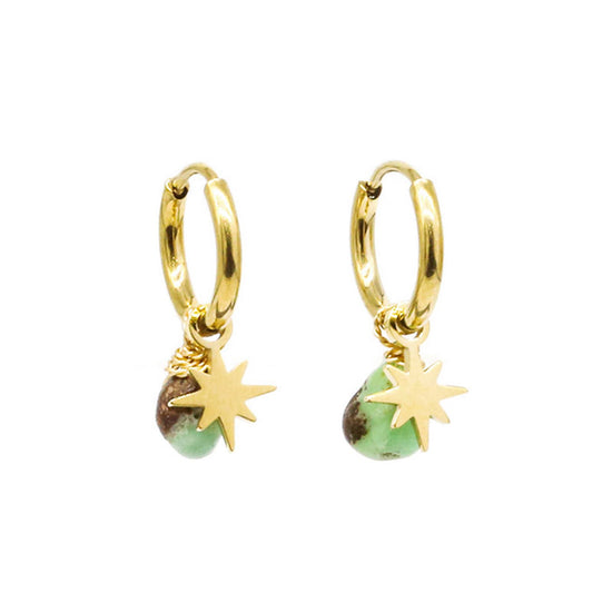 Orecchini 12 mm ZAG Bijoux in acciaio dorato con chrysoprase MISURA UNICA