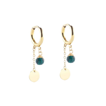 Orecchini cerchio ZAG Bijoux acciaio oro malachite pendenti MISURA UNICA