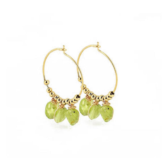 Orecchini 20 mm ZAG Bijoux in acciaio dorato con peridot MISURA UNICA