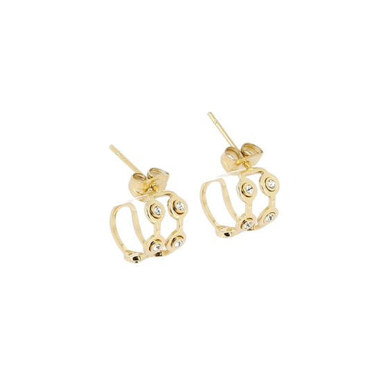 Orecchini cerchio ZAG Bijoux in acciaio dorato con zirconi MISURA UNICA
