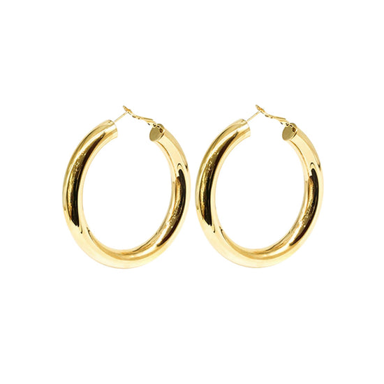 Orecchini a cerchio ZAG Bijoux acciaio dorato 45x8mm MISURA UNICA