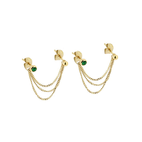 Orecchini 35mm ZAG Bijoux in acciaio dorato con zirconi MISURA UNICA