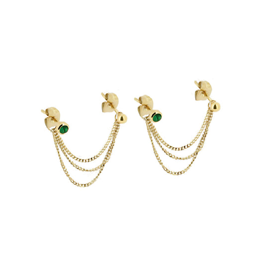 Orecchini 35mm ZAG Bijoux in acciaio dorato con zirconi MISURA UNICA